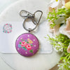 Lavender Lecien Sugar Flower Floral Keyring with Silver Fittings and Clasp