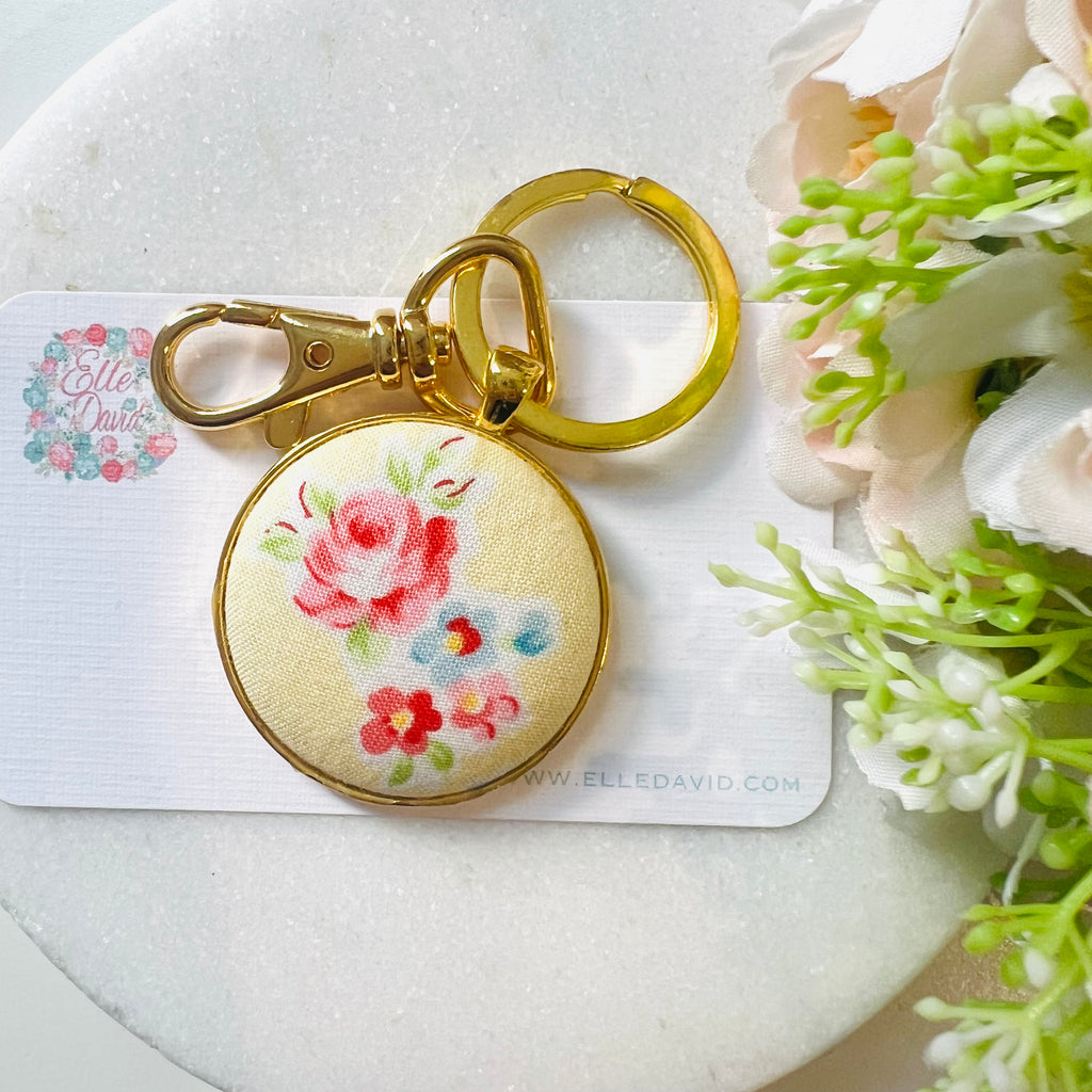 Floral Keyring with Gold Fittings and Clasp