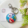 Bright Blue Floral Keyring with Gold Fittings and Clasp