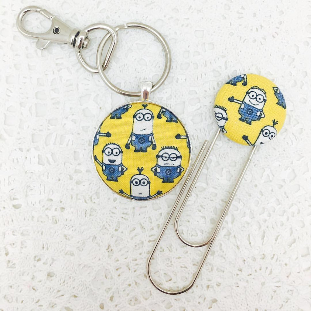 Bookmark and Keyring set made with Yellow Minion fabric