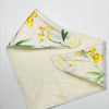 Bandana Dribble Bib with Australian Native Wattle Flowers - showing back view with two adjustable snap clips