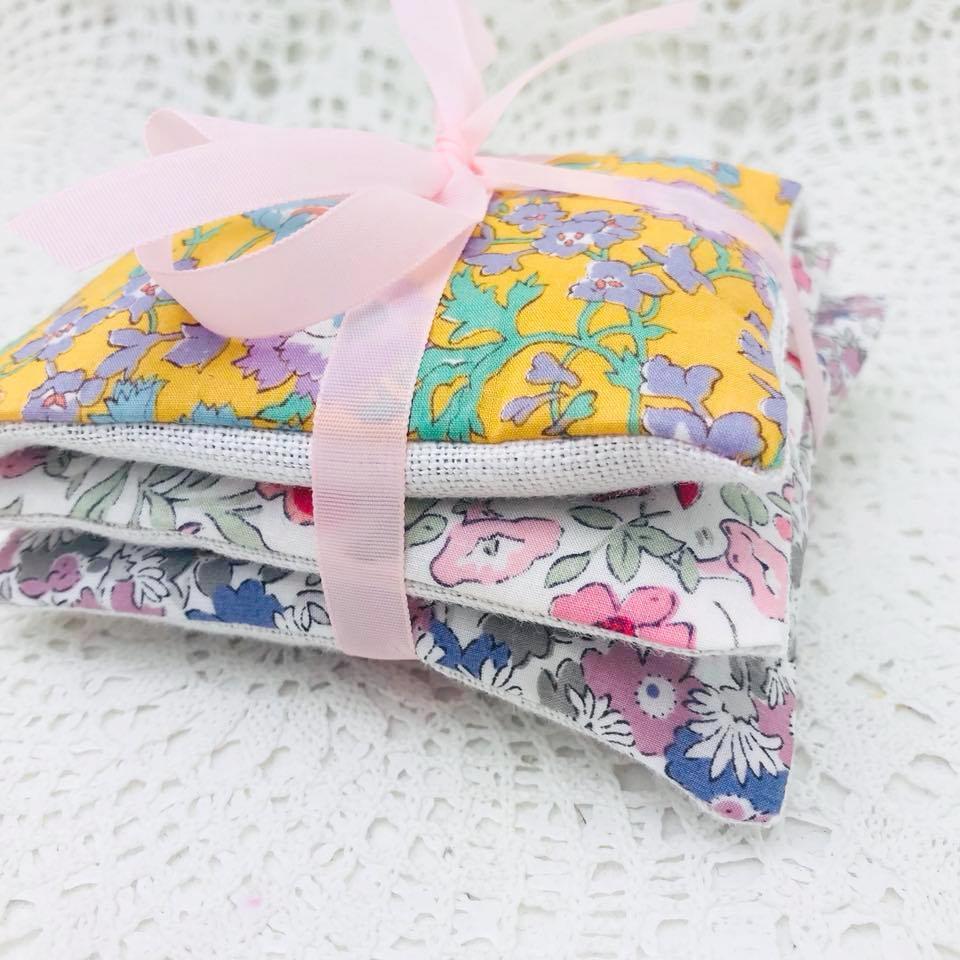 Trio of  Australian made Lavender Pillows filled with gorgeous Australian Grown Lavender. Liberty of London Tana Lawn fabric used