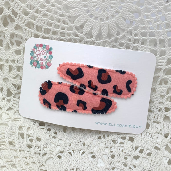 Pink Leopard Snap Clips