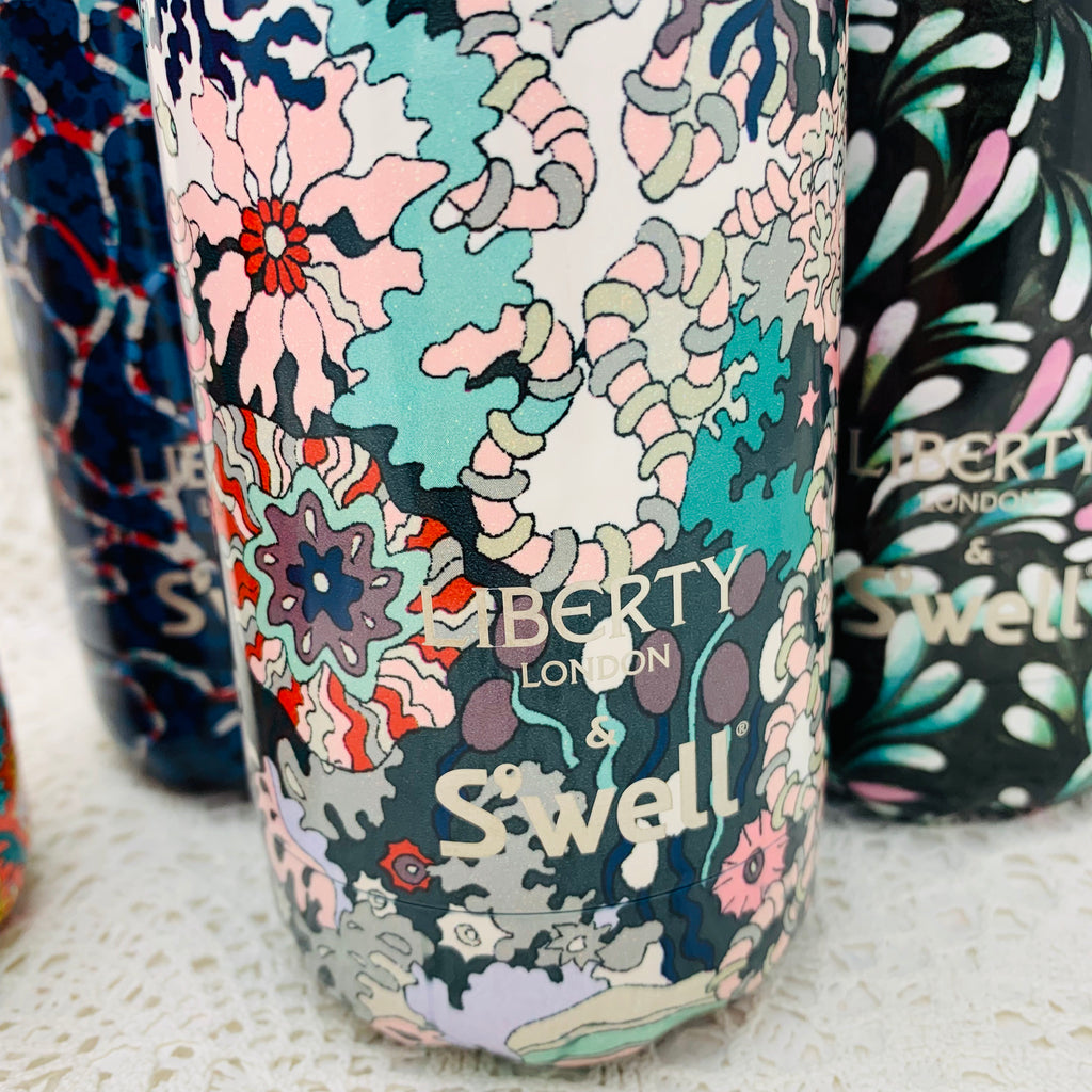 Liberty of London and S'Well collaboration. Insulated Water Bottles. Ocean Forest
